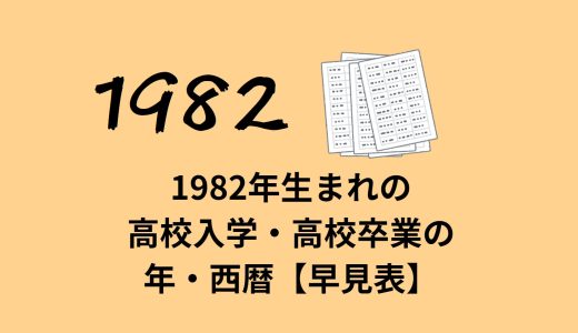 1982年(昭和57年)生まれ高校入学／卒業の年度・西暦【早見表】