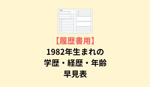【履歴書用】1982年(昭和57年)生まれの学歴・経歴・年齢早見表