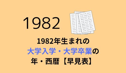 1982年(昭和57年)生まれ大学入学・卒業(大卒)の年度・西暦【早見表】