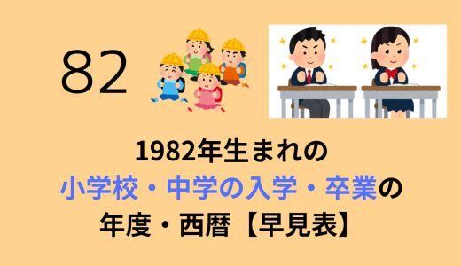 1982年(昭和57年)生まれ小学校・中学の入学・卒業年度【早見表】